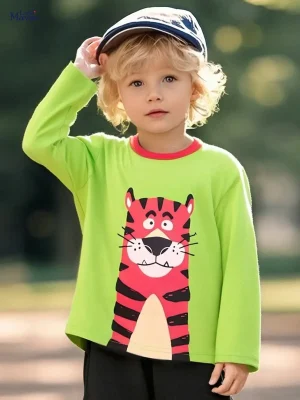 Little Maven Boys Tiger Print Cotton Long-Sleeve T-Shirt