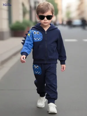 Little Maven Boys Dinosaur Hoodie Jacket & Pants Set