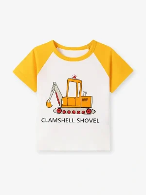 Little Maven Boys Excavator Cartoon Cotton T-Shirt