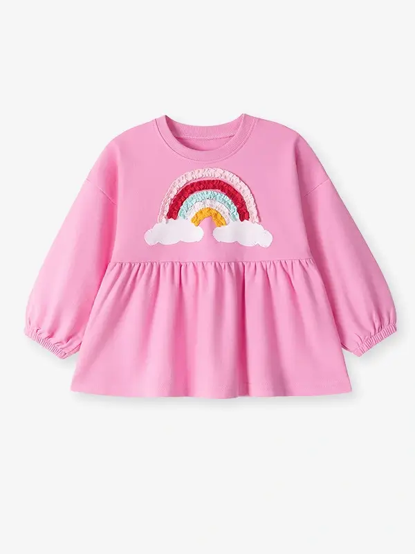 Little Maven Girls 2pcs Rainbow Embroidered Cotton Sweatshirt & Leggings Set 2 Little Maven Girls 2pcs Rainbow Embroidered Cotton Sweatshirt & Leggings Set - Image 2