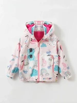 Little Maven Girls Cotton Hooded Jacket with Animal Print