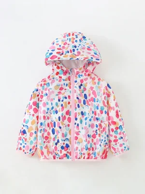 Little Maven Girls Polka Dot Cotton Hooded Jacket