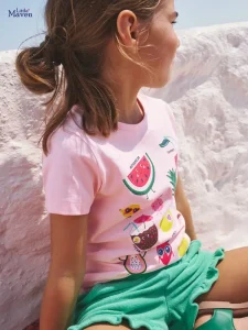 Little Maven Girls Cotton Fruit Print Short-Sleeve T-Shirt
