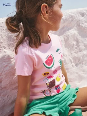 Little Maven Girls Cotton Fruit Print Short-Sleeve T-Shirt