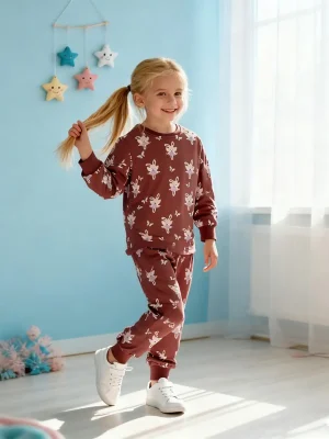 Little Maven Girls Cotton Pajama Set with Butterfly & Rabbit