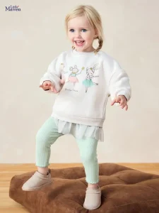 Little Maven Girls Cotton Fleece Sweatshirt & Pants Set