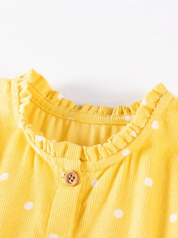Little Maven Girls Polka Dot Print Cotton Corduroy Long-Sleeved Dress 3 Little Maven Girls Polka Dot Print Cotton Corduroy Long-Sleeved Dress - Image 3