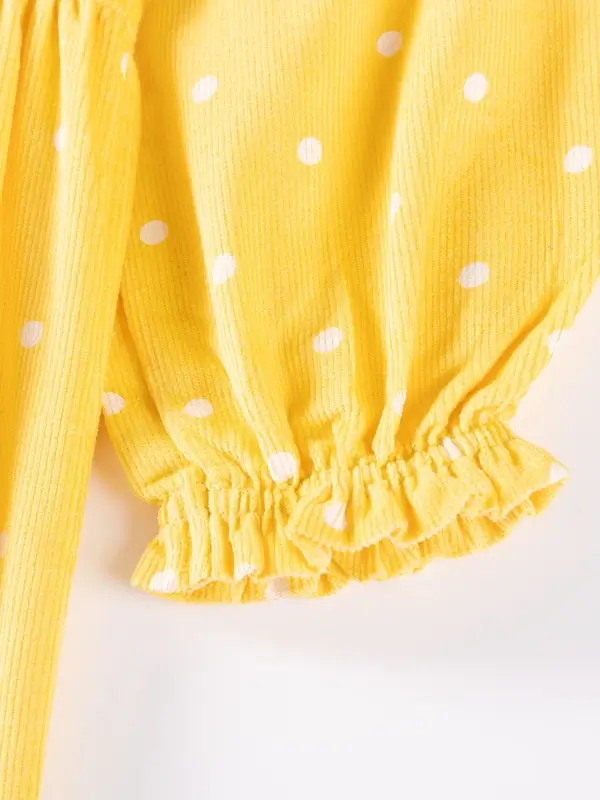 Little Maven Girls Polka Dot Print Cotton Corduroy Long-Sleeved Dress 4 Little Maven Girls Polka Dot Print Cotton Corduroy Long-Sleeved Dress - Image 4