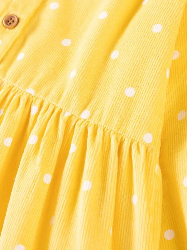 Little Maven Girls Polka Dot Print Cotton Corduroy Long-Sleeved Dress 5 Little Maven Girls Polka Dot Print Cotton Corduroy Long-Sleeved Dress - Image 5