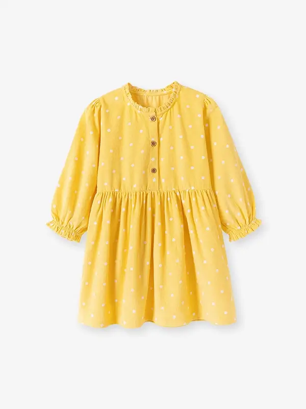 Little Maven Girls Polka Dot Print Cotton Corduroy Long-Sleeved Dress 2 Little Maven Girls Polka Dot Print Cotton Corduroy Long-Sleeved Dress - Image 2