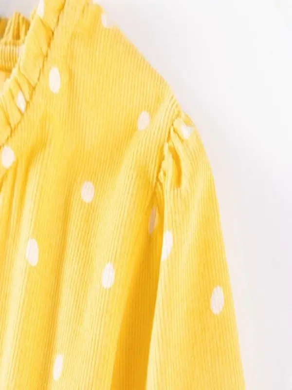 Little Maven Girls Polka Dot Print Cotton Corduroy Long-Sleeved Dress 6 Little Maven Girls Polka Dot Print Cotton Corduroy Long-Sleeved Dress - Image 6