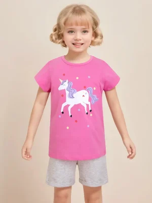 Little Maven Girls Unicorn Polka Dot Cotton T-Shirt