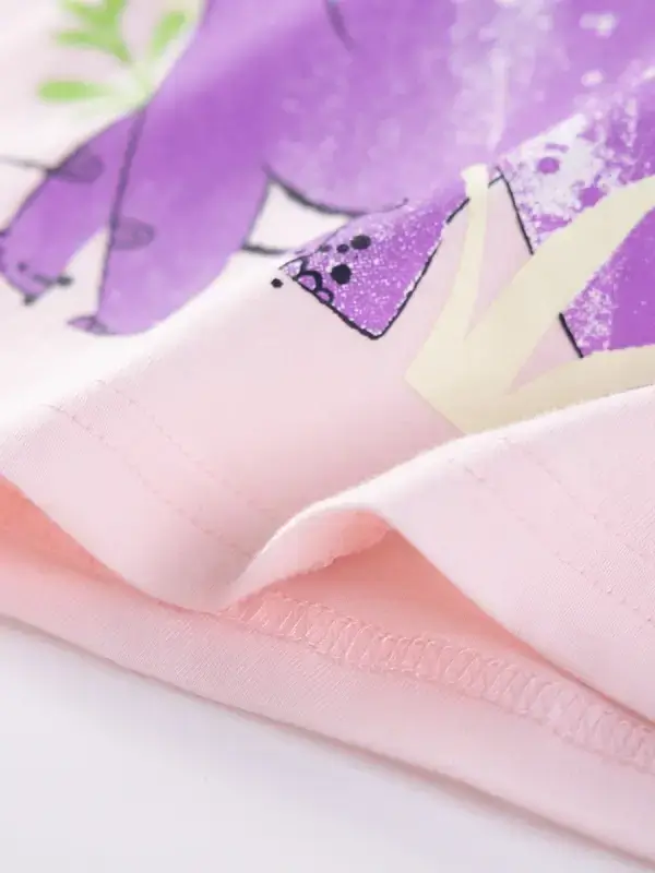 Little Maven Kid Girls Dinosaur Heart Print Cotton Short-Sleeve Tee 5 Little Maven Kid Girls Dinosaur Heart Print Cotton Short-Sleeve Tee - Image 5