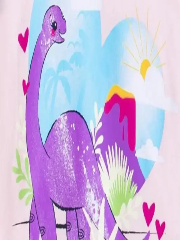 Little Maven Kid Girls Dinosaur Heart Print Cotton Short-Sleeve Tee 6 Little Maven Kid Girls Dinosaur Heart Print Cotton Short-Sleeve Tee - Image 6