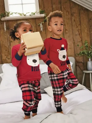 Little Maven Kids Bear Plaid Cotton Pajama Set