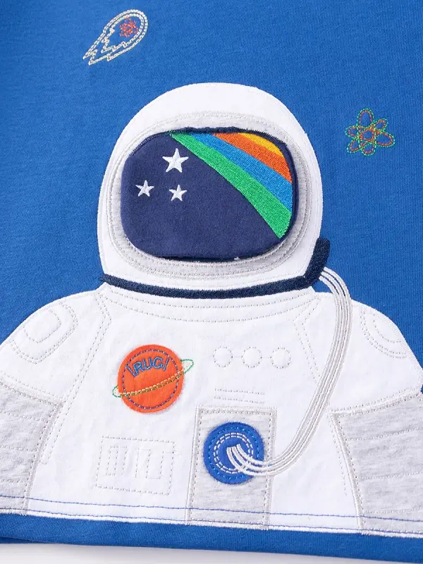 Little Maven Boys Astronaut Cotton Sweatshirt Pants Set 3 Little Maven Boys Astronaut Cotton Sweatshirt Pants Set - Image 3