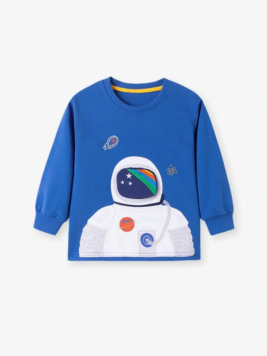 Little Maven Boys Astronaut Cotton Sweatshirt Pants Set 2 Little Maven Boys Astronaut Cotton Sweatshirt Pants Set - Image 2