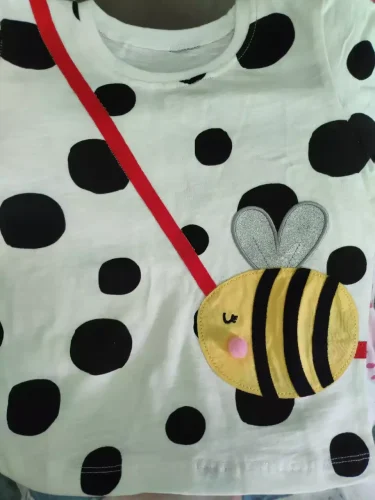 Little Maven Girls Cotton Bee Embroidery Polka Dot T-shirt photo review
