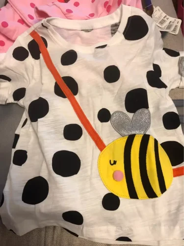 Little Maven Girls Cotton Bee Embroidery Polka Dot T-shirt photo review