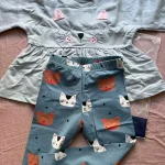 Little Maven Kid Girls 2pcs Cute Cat Print Cotton Sweatshirt and Pants Set photo review