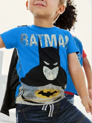 Little Maven Batman Boys Cotton T-Shirt with Cape