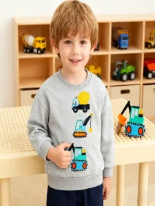 Little Maven Boys Construction Vehicle Cotton Sweatshirt