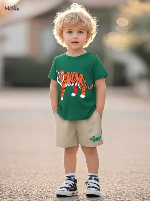 Little Maven Boys Cotton Tiger T-Shirt | Soft & Durable Tee