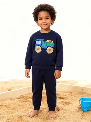 Little Maven Excavator Cotton Sweatshirt & Pants Toddler Set