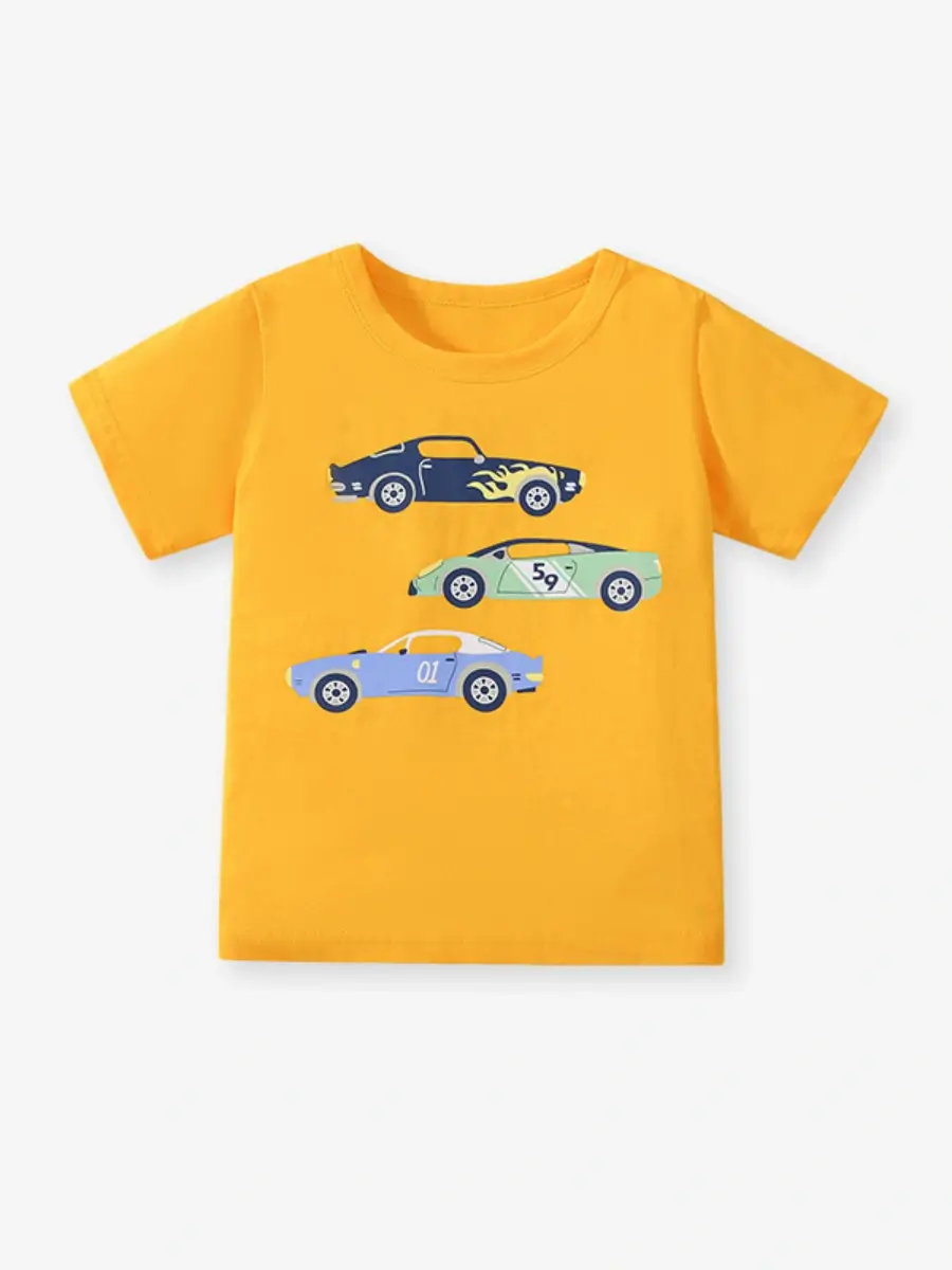 Little Maven Boys Cotton Cartoon Car Short-Sleeve T-Shirt 2 Little Maven Boys Cotton Cartoon Car Short-Sleeve T-Shirt - Image 2