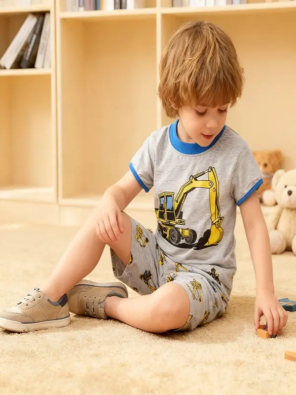 Little Maven Toddler Boy Summer Clothes Set - 100% Cotton Excavator 2-Piece Outfit 3 Little Maven Toddler Boy Summer Clothes Set - 100% Cotton Excavator 2-Piece Outfit - Image 3