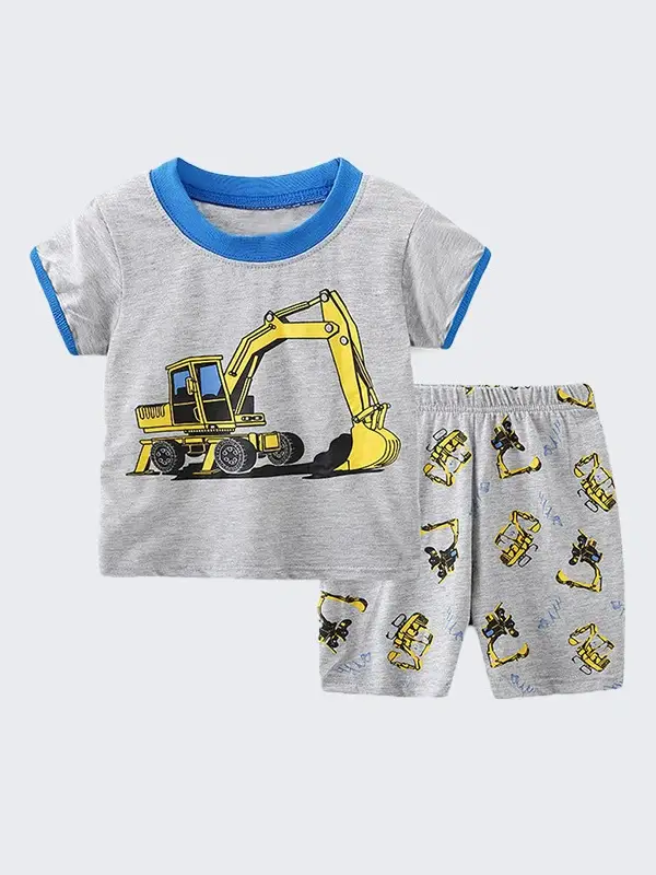 Little Maven Toddler Boy Summer Clothes Set - 100% Cotton Excavator 2-Piece Outfit 4 Little Maven Toddler Boy Summer Clothes Set - 100% Cotton Excavator 2-Piece Outfit - Image 4