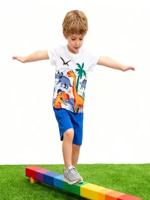 Little Maven Boys Dinosaur Cotton T-Shirt & Shorts Summer Set