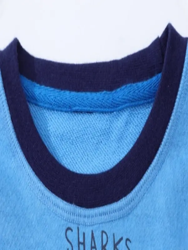 Little Maven Boys Shark Appliqué Cotton Pullover Sweatshirt 4 Little Maven Boys Shark Appliqué Cotton Pullover Sweatshirt - Image 4