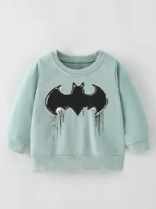 Little Maven Kids Cotton Sweatshirt with Dark Batman Print