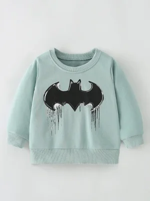 Little Maven Kids Cotton Sweatshirt with Dark Batman Print