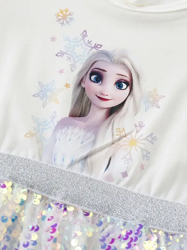 Little Maven Disney Frozen Girls Sequin Dresss 3 Little Maven Disney Frozen Girls Sequin Dresss - Image 3