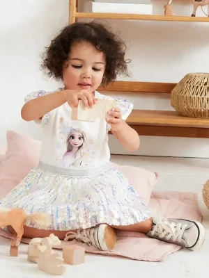 Little Maven Disney Frozen Girls Sequin Dress - Elsa Sparkle Outfit