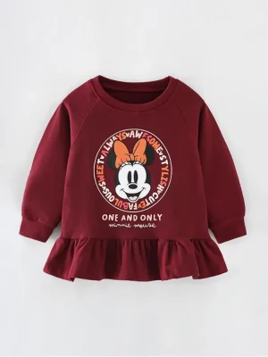 Little Maven Disney Mickey Mouse Girls Skirted Sweatshirt