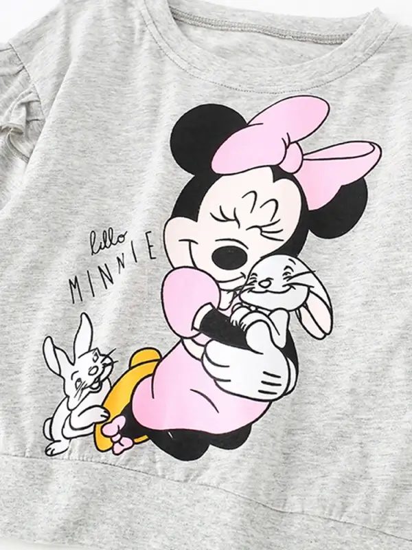 Little Maven Disney Mickey Mouse and Friends Girls Cotton Ruffle Sleeve Sweatshirt & Pants Set 2 Little Maven Disney Mickey Mouse and Friends Girls Cotton Ruffle Sleeve Sweatshirt & Pants Set - Image 2