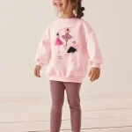 Little Maven Girls 2pcs 3D Character Print Cotton Sweatshirt and Pants Set