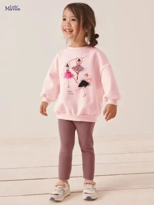Little Maven Girls Cotton Sweatshirt & Pants 2pcs Set