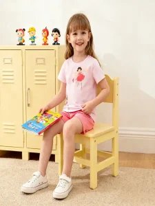 Little Maven Girls' Character Print Cotton Tee & Shorts Set