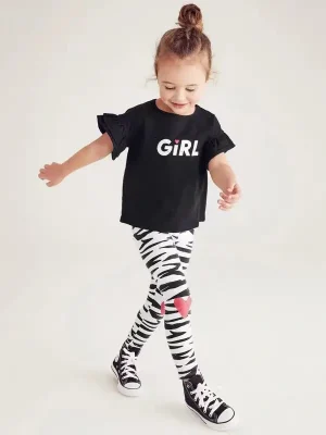 Little Maven Girls 2pc Cotton Tee & Striped Pants Set
