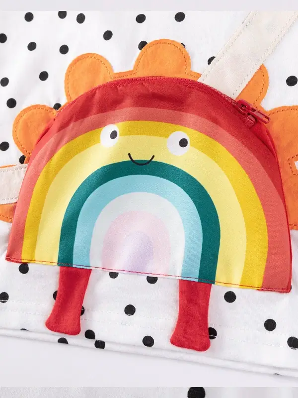 Little Maven Girls 2pcs Polka Dot Print Cotton Sweatshirt with Rainbow Pockets and Pants Set 3 Little Maven Girls 2pcs Polka Dot Print Cotton Sweatshirt with Rainbow Pockets and Pants Set - Image 3