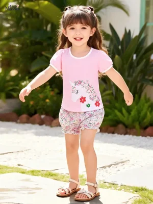 Little Maven Girls Unicorn 2pc Set - Soft Cotton Outfit