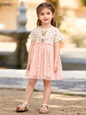Little Maven Girls 3D Rabbit Cotton Mesh Dress