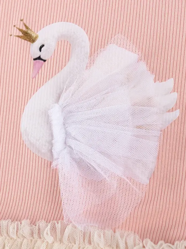 Little Maven Girls 3D Swan Cotton Mesh Princess Dress 3 Little Maven Girls 3D Swan Cotton Mesh Princess Dress - Image 3