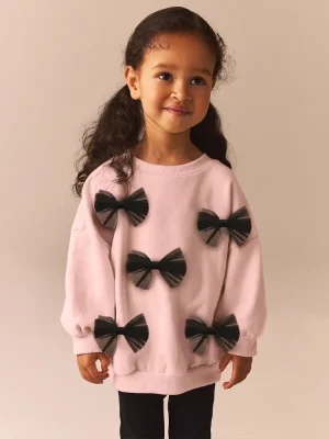 Little Maven Girls Black Bow Cotton Knit Sweatshirt | Soft & Chic