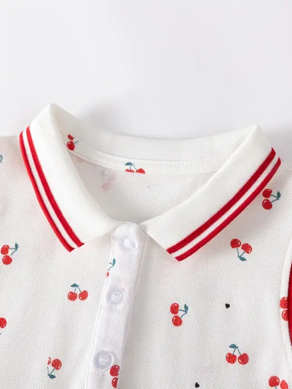 Little Maven Girls Cherry Print Cotton Sleeveless Dress 3 Little Maven Girls Cherry Print Cotton Sleeveless Dress - Image 3