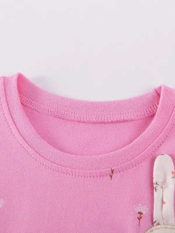 Little Maven Girls Cotton Dress with Heart & Rabbit Applique 4 Little Maven Girls Cotton Dress with Heart & Rabbit Applique - Image 4